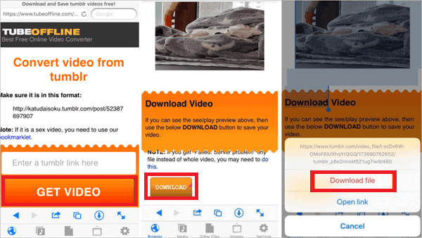 Herunterladen von Videos von Tumblr auf iPhone