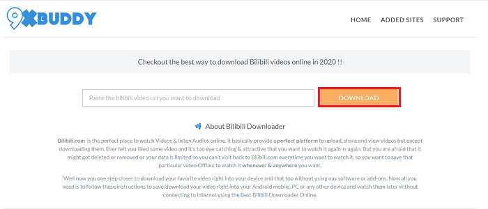 Download Bilibili videos via 9xbuddy