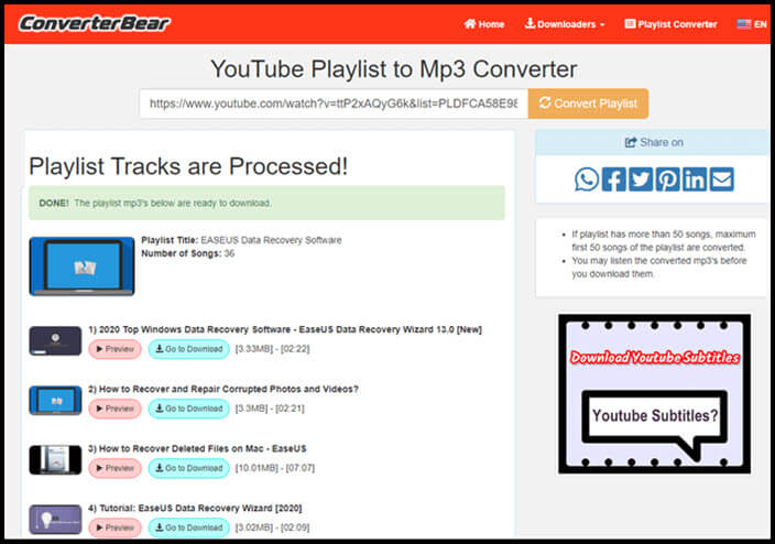 youtube to mp3 playlist converter online