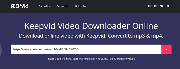 Keepvid로 비디오 다운로드