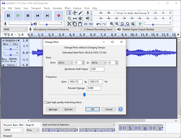 Audacity - change voice 