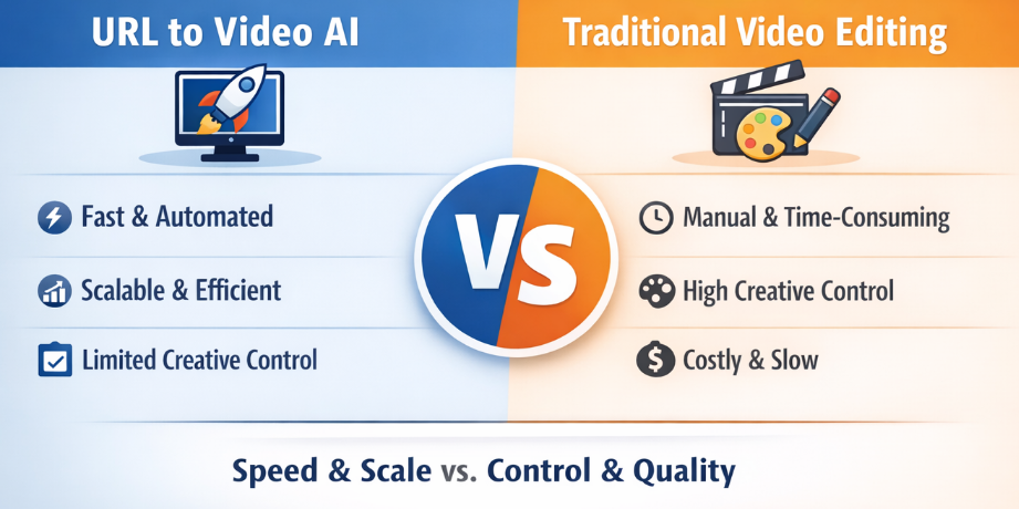 url to video vs traditional video editing