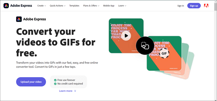 Convert to GIF in Adobe Express