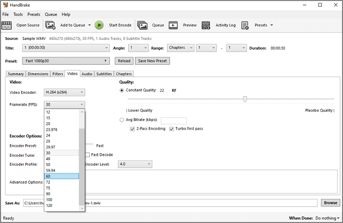 Freno de mano Hacer vídeos 60FPS en Mac