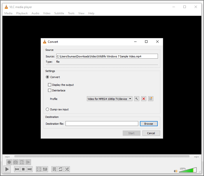 VLC Media Player Convertir vídeo a 1080p