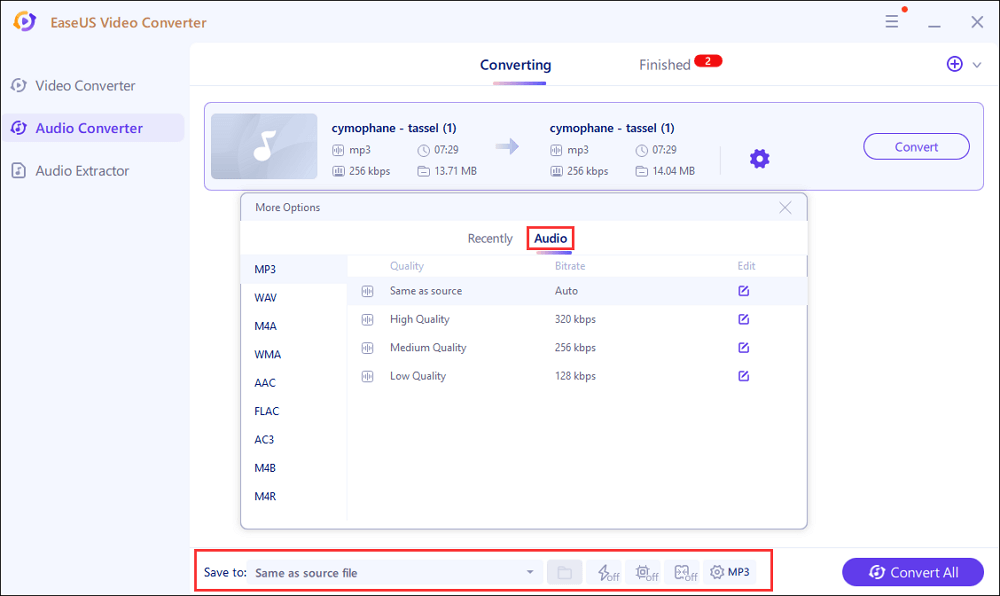 aac file to mp3 media player