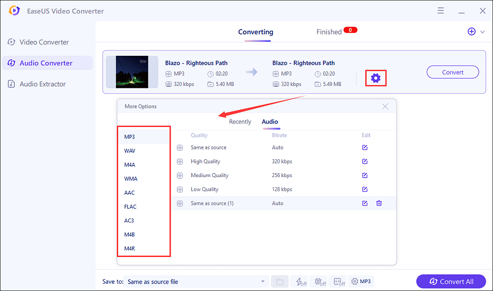 How to Convert  to MP3 in High Quality - EaseUS