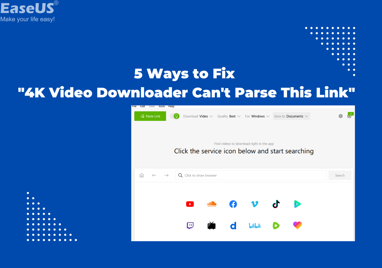 cannot parse the link 4k video downloader