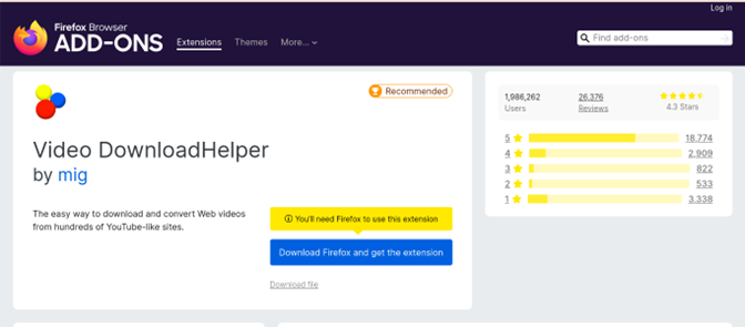 Erweiterung des Video-Downloadhelfers hinzufügen