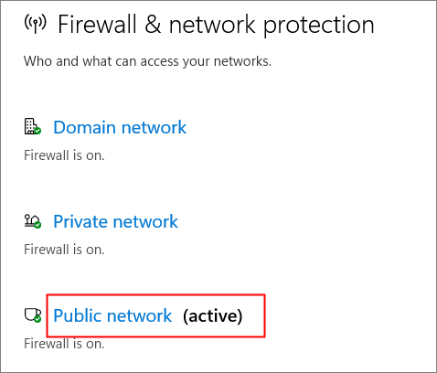 escolha um perfil de rede