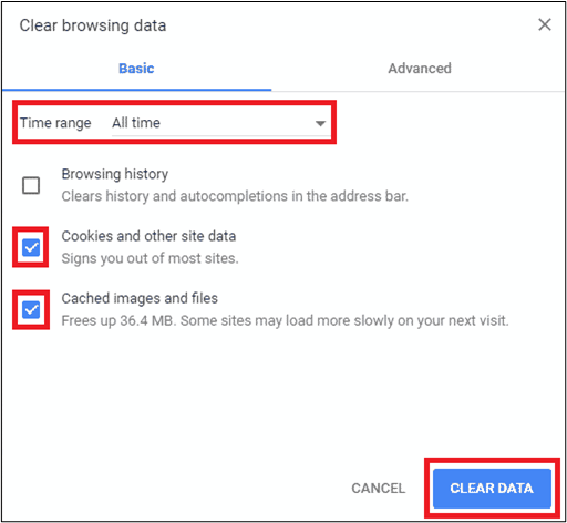 limpar dados de navegação