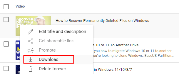 escolha baixar vídeos