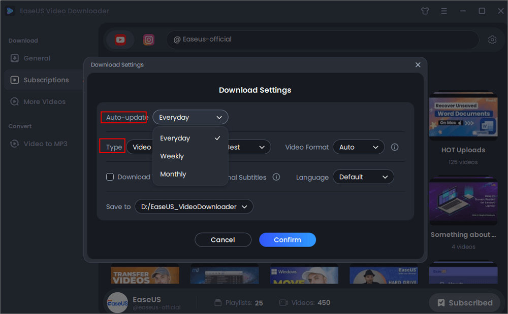 personalizar tipo qualidade formato