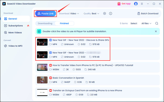 baixe GIFs de uma vez com o downloader de vídeo EaseUS