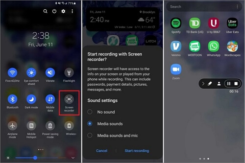 gravação de tela android