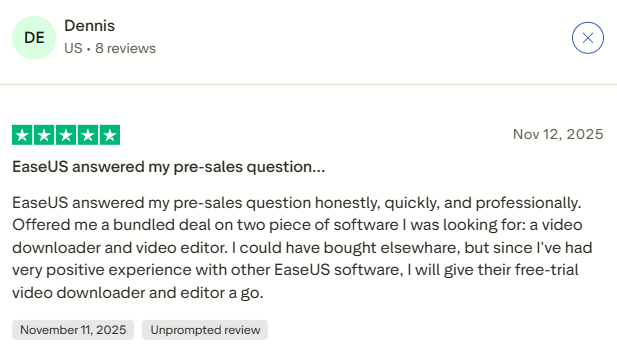 easeus video downloader user review from trustpilot