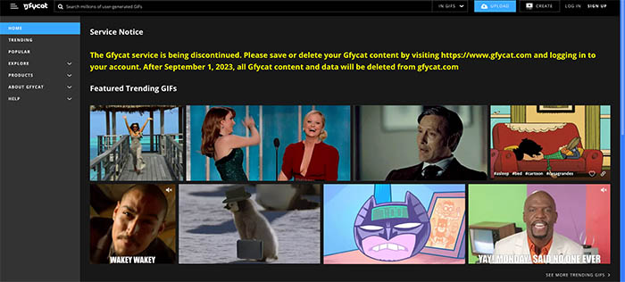 Gfycat foi descontinuado