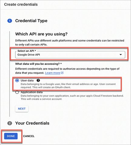 détails des informations d'identification
