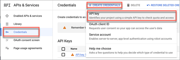 générer la clé API de Google Drive