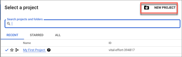 créer un nouveau projet sur Google Cloud Console