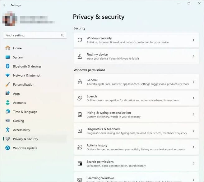 ventanas de privacidad y seguridad