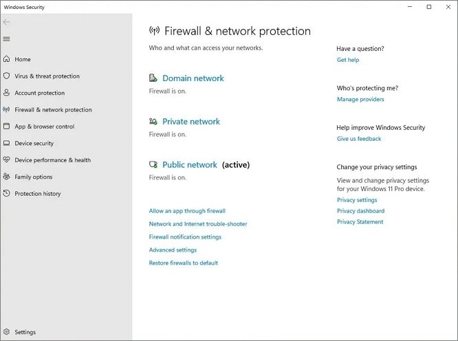 configuración de la red pública