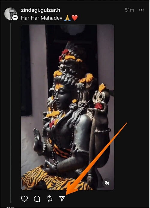 clique no ícone enviar para compartilhar