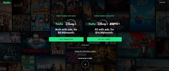 página inicial do hulu