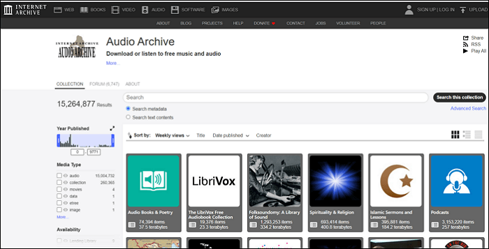 archives audio sur Internet
