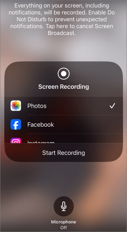 gravação de tela aberta no iphone