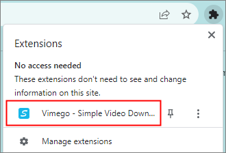 abra o vimego no Chrome