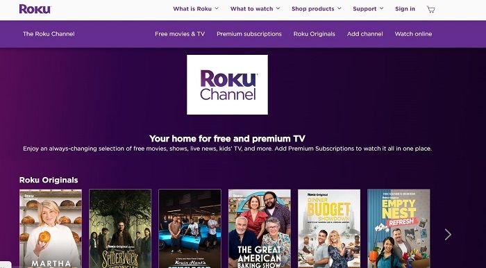 página inicial do canal roku