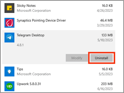 désinstaller le télégramme sur votre ordinateur