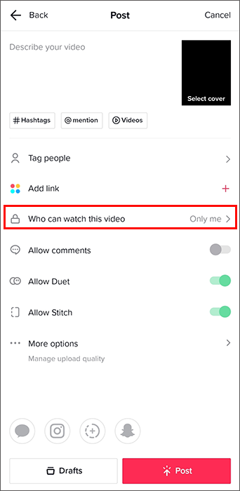 tiktok only me can watch the video