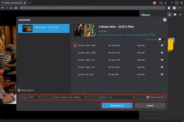點擊下載按鈕並選擇檔案格式