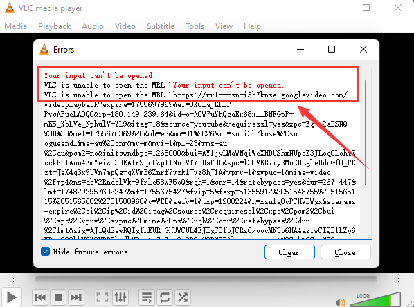 VCL can't download videos from internet screenshot