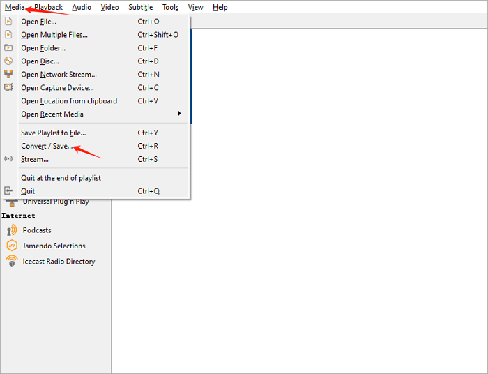 vlc aller pour convertir enregistrer