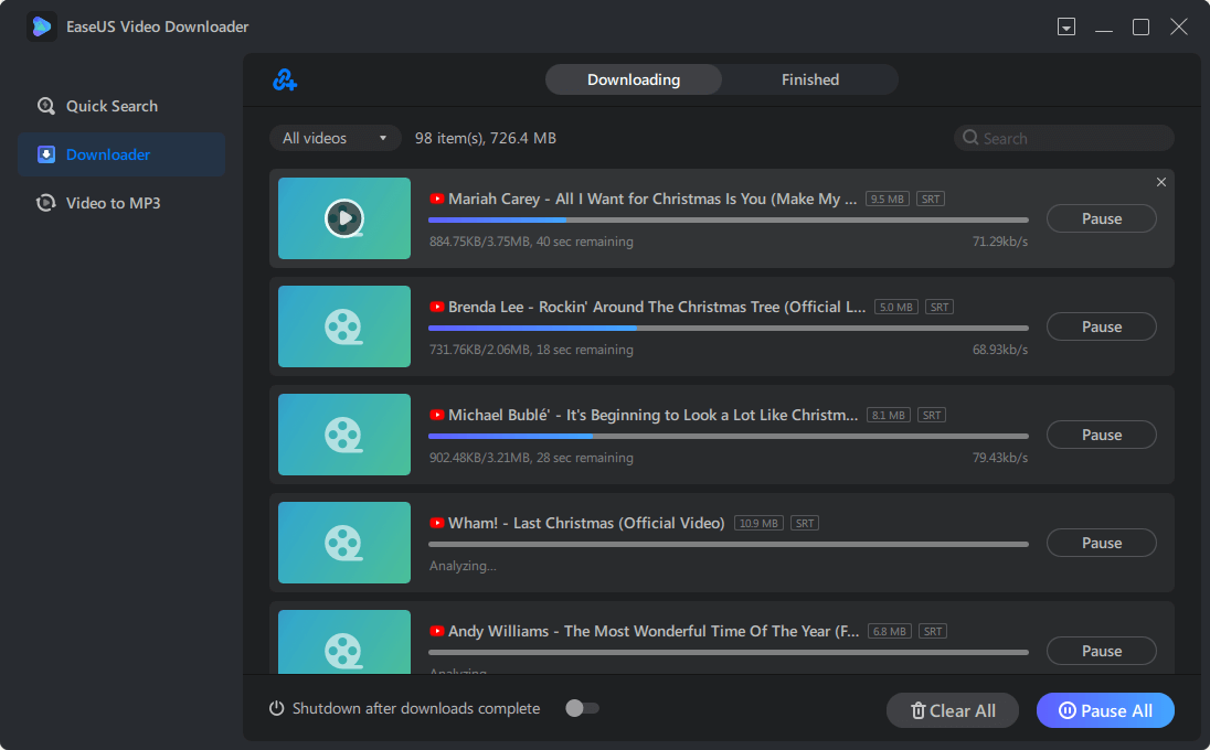 Start downloading audio files