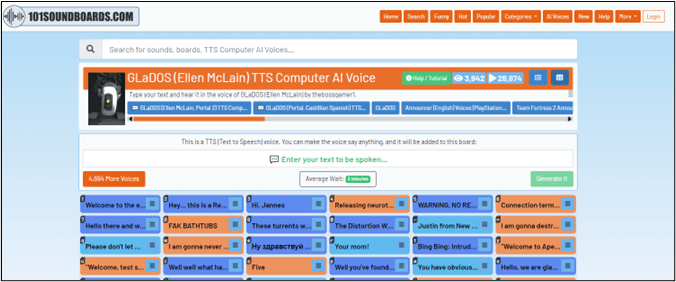 glados voice generator 101 soundboards