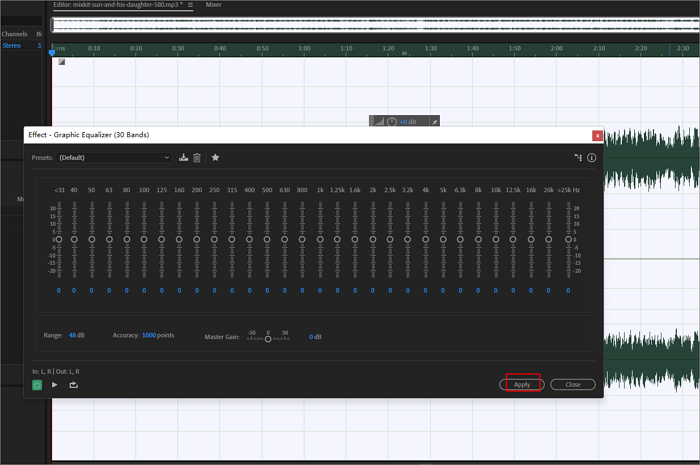 adobe audition adjust equalizer bands