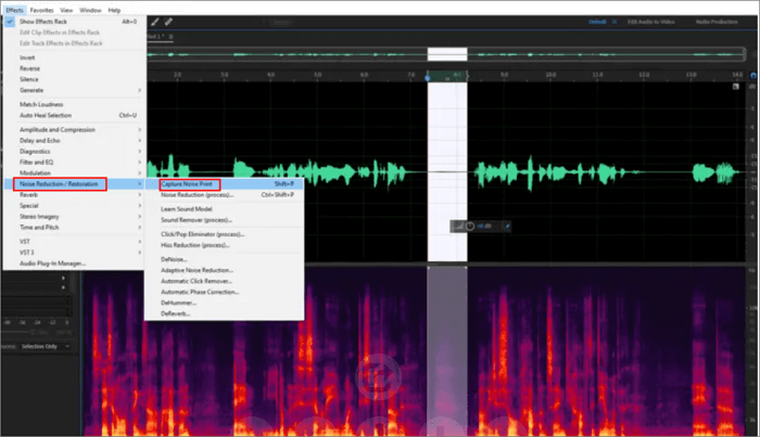 adobe audition capturar ruido de respiracion