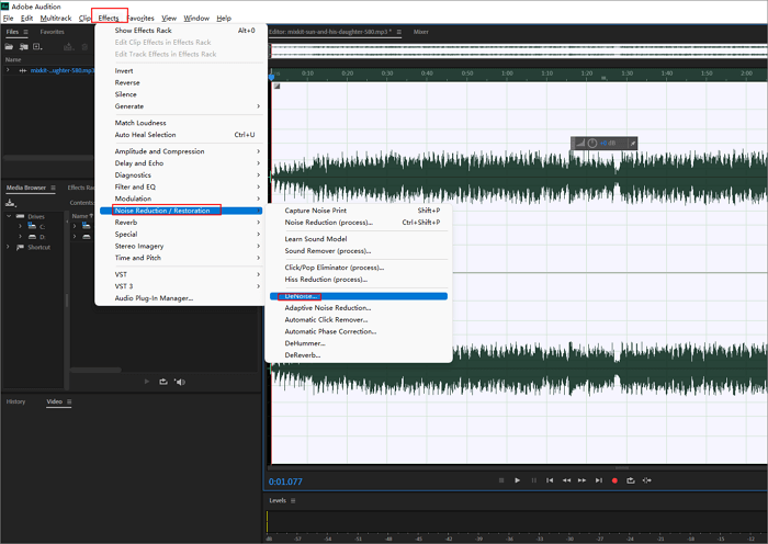 adobe audition select denoise