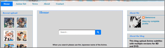 Página inicial do Anisubs