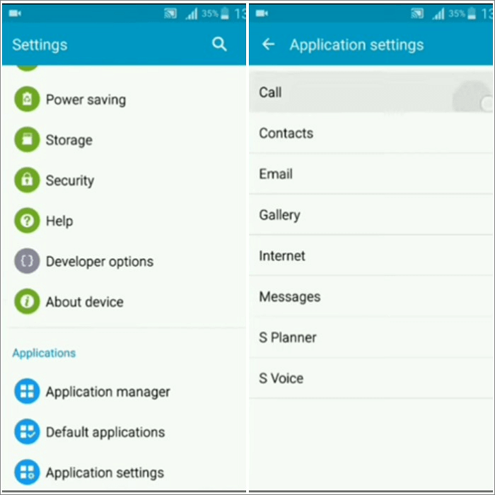 Ajustes de llamada Android