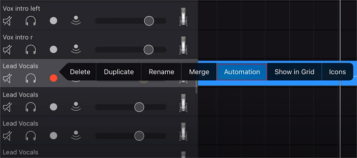 sélectionner un garageband d'automatisation