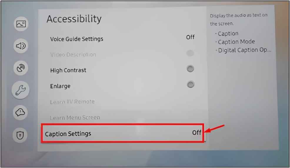 Configurações de legenda
