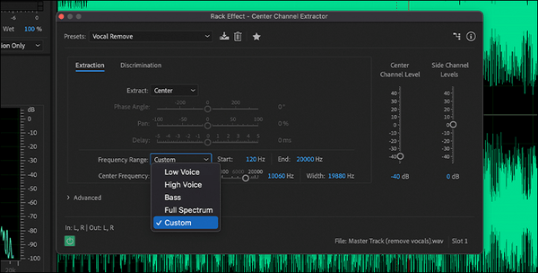 Niveau du canal central