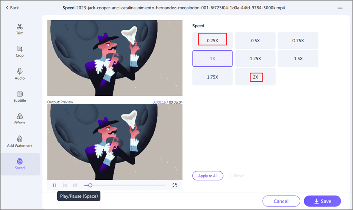 change existing video speed