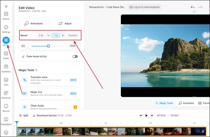 使用 veed io 更改影片播放速度