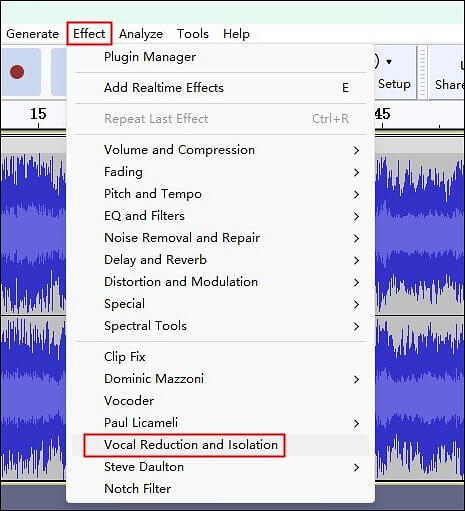 選擇效果以及聲音降低和隔離